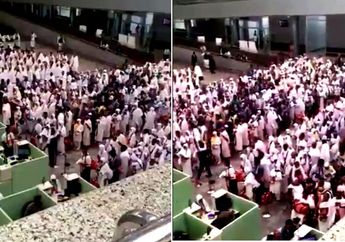 Bikin Merinding, Ratusan Jamaah Haji Indonesia Sholawatan di Imigrasi Bandara Jeddah Arab Saudi.