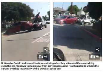 Seorang Pria Nekat Melepaskan Mobil Diatas Truk Derek