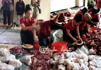 Nikita Willy, Lagi Motong Daging Kurban Aja tetap Cantik!