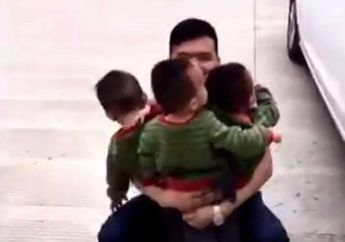 Mengharukan, Ketiga Bocah Kembar Ini Melakukan Hal Ini Ketika Ditinggal Ayahnya Pergi, Lihat Videonya