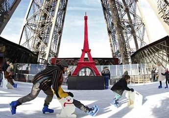 Seluncur Es di Puncak Menara Eiffel