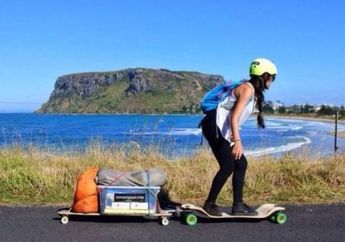Hebat, Perempuan Hamil Ini Kelilingi Tasmania Naik Skateboard Satu Bulan