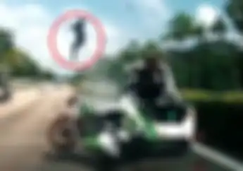 Bikin Ngilu! Video Kecelakaan Motor Gede, Korban Terpental Tinggi Sejauh 7 meter