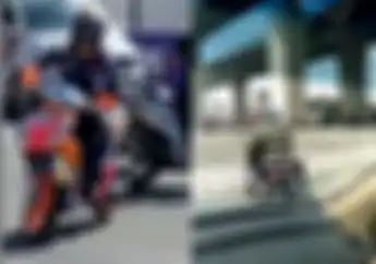 Video Adu Skill Jorge Lorenzo Keok Lawan Bapak-bapak, Kakinya Gak Napak Aspal Saat Lampu Merah