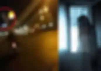 Bikin Merinding, Video Penampakan Pocong di Atas Kepala Pemotor Gak Sengaja Terekam Kamera
