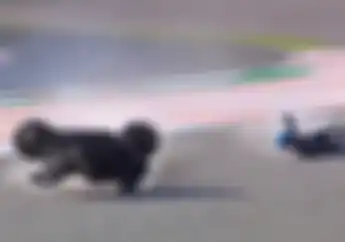 Ambyar, Video Detik-detik Alex Marquez Tergelincir Saat Tes di Valencia, Motor Terseret Keluarkan Api