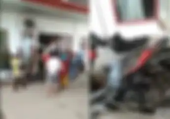 Motor Honda Scoopy Dan SPBU Di Kaltim Ditubruk Toyota Fortuner, Diduga Lepas Kendali