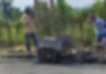 Warga Geger, Becak Motor Bawa BBM Pertalite Terbakar di Gorontalo, Pengemudinya Sambil Merokok