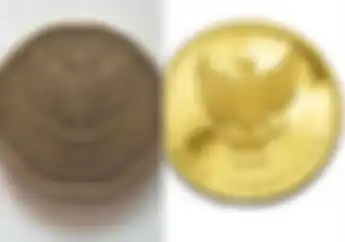 Uang Koin Ada yang Terbuat dari Emas Berat 50 Gram Cirinya Gambar Burung Garuda dan Berwarna Kuning