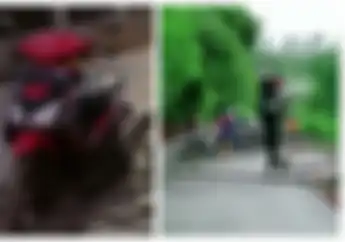Pemotor Honda Vario Rusak Jalan Dicor di Bandung, Pemuda Ini Malah Panggul Honda BeAT