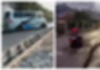 Warga Ngamuk Suzuki APV Terobos Jalan Baru Dicor, Sebelumnya Honda Vario Kena Mental di Bandung 