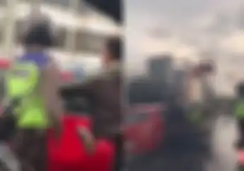 Jalan Mendadak Macet Polisi dan Pemotor Hancurkan Honda Brio di Banjarmasin Sopir Diringkus