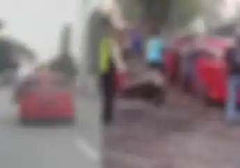 Mobil Pelat Pati Tabrak dan Bawa Polisi di Kap Mobil Langsung Diamuk Pemotor