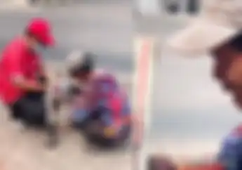 Berlinang Air Mata Kisah Supri Pemungut Ranjau Paku di Jalan, Dapat Uang Jutaan Rupiah di Dalam Ember