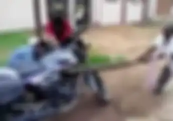 Ngeri! Detik-detik Pengendara motor keluarkan Seekor Ular Sanca dari Tangki Motor, Menegangkan