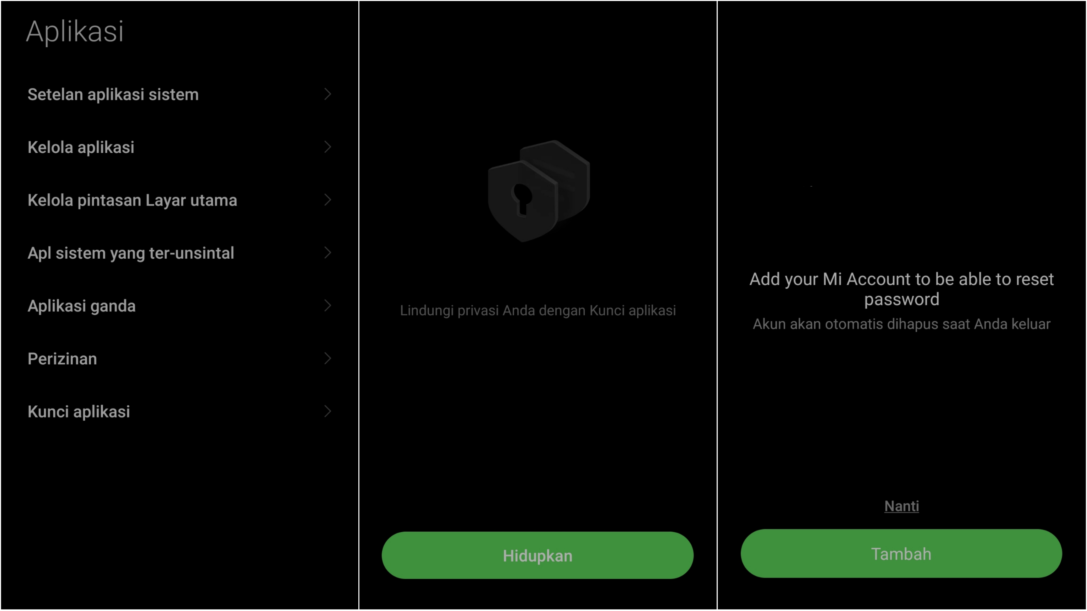 Langkah-langkah dan cara mengunci aplikasi di HP Xiaomi.