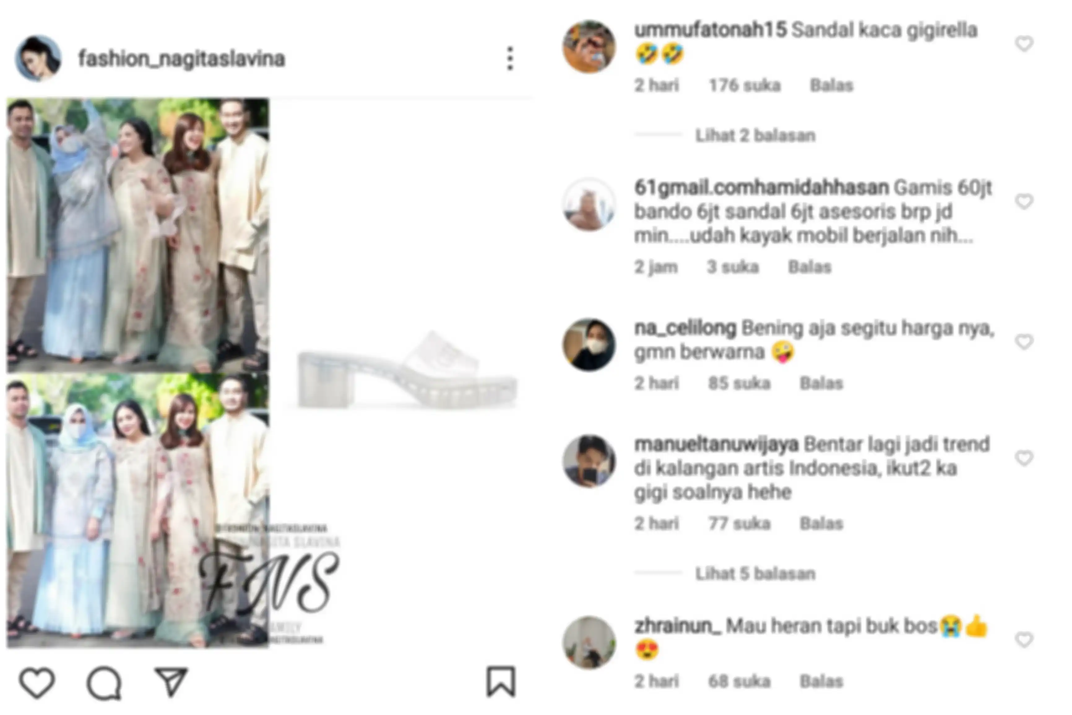 Komentar netizen melihat Nagita Slavina pakai Gucci Slide Sandal with Gucci Logo Rp 5.900.000.