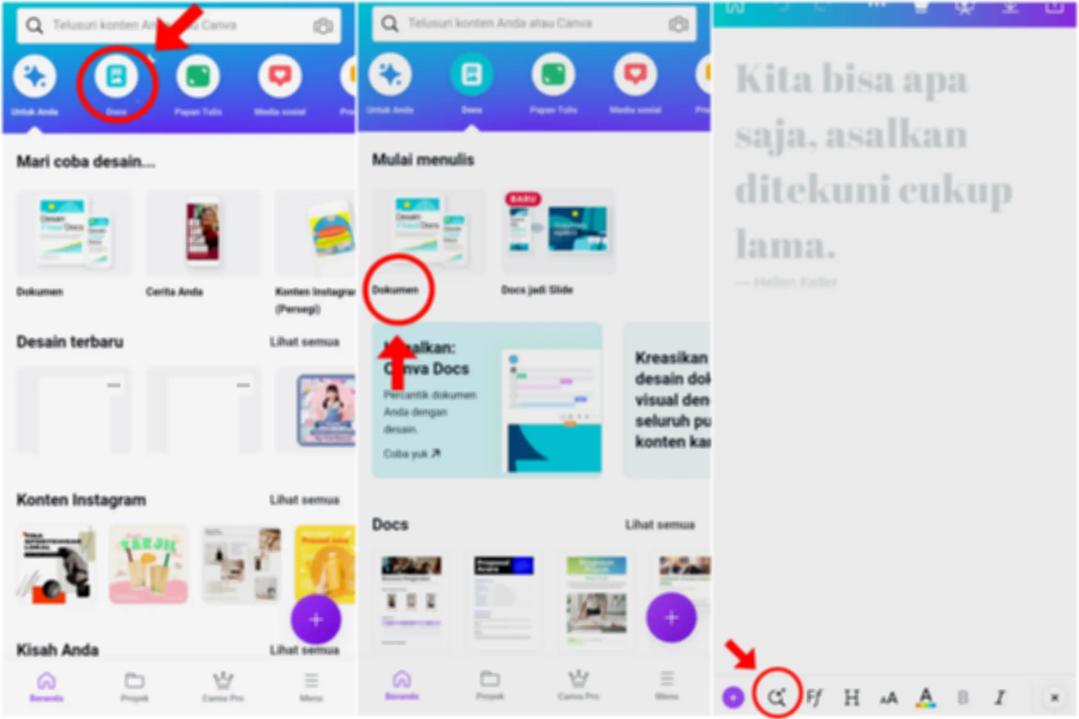 Tutorial cara buat teks iklan di aplikasi Canva.