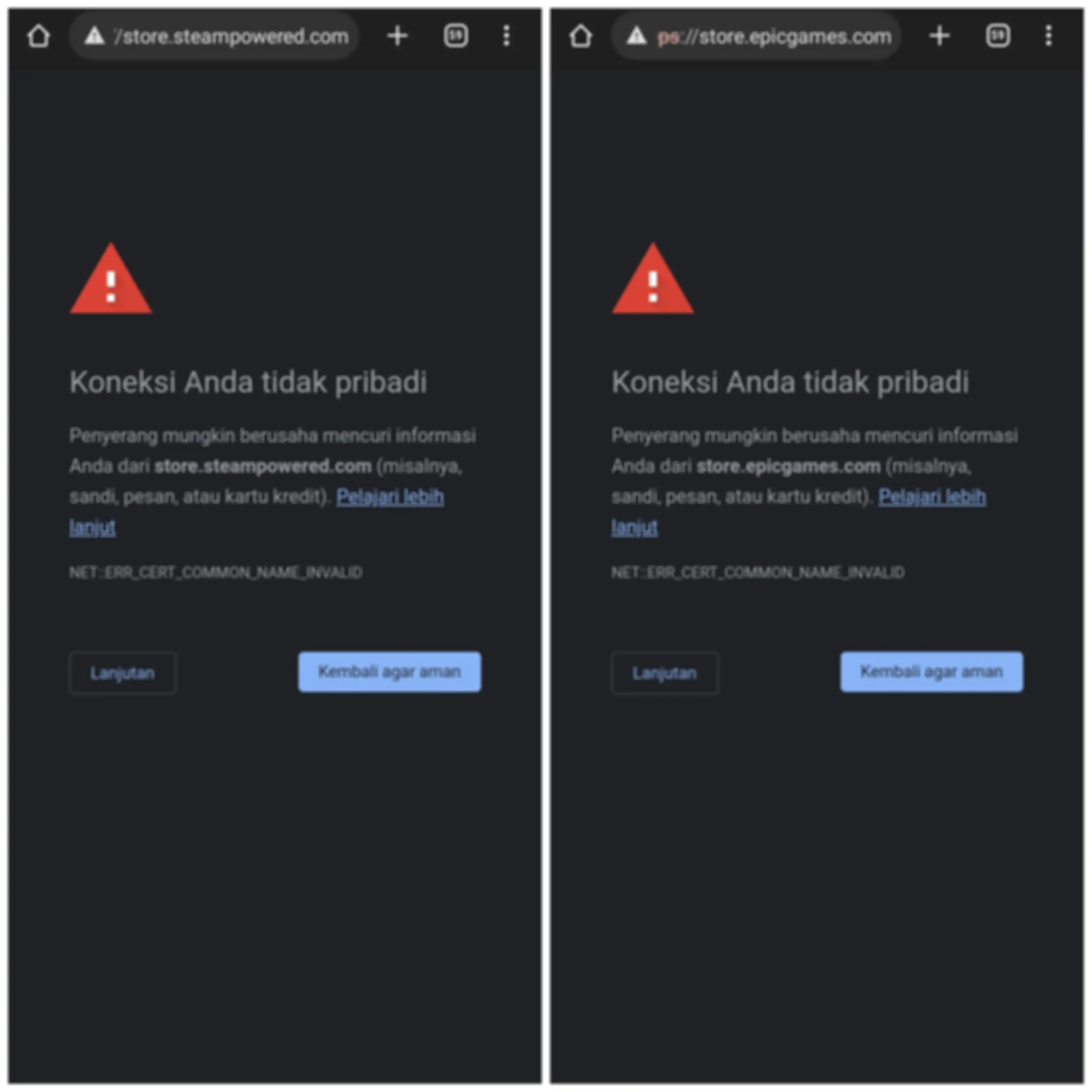 Halaman ketika membuka Steam dan Epic Games menggunakan jaringan by.U.