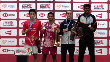 Saat Alwi Farhan (2 dari kiri) meraih emas di Kejuaraan Dunia Junior 2023, Alex Lanier (3 dari kiri) harus puas dengan keping perunggu.