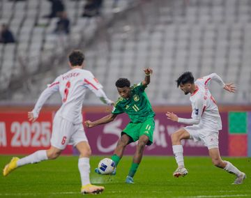 Suasana Yordania Vs Arab Saudi dalam laga matchday pertama grup B Piala Asia U-20 2025 di Bao'an Stadium, Shenzhen, China pada Kamis (13/2/2025).