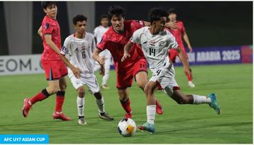 Suasana pertandingan Korea Selatan Vs Yaman pada matchday ketiga grup C Piala Asia U-17 2025 di King Abdullah Sports City Hall Stadium, Jeddah, Kamis (10/4/2025).