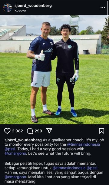Pelatih Kiper Timnas Indonesia Sjoerd Woudenberg memantau langsung Cyrus Margono di Liga Kosovo.