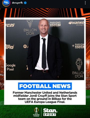 Jordi Cruyff ditunjuk sebagai analis untuk laga Tottenham vs Manchester United di website streaming Stan Sport.