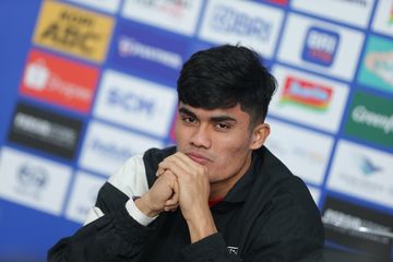 Striker Persis Solo, Ramadhan Sananta yang hadir di konferensi pers jelang lawan Persib Bandung, Jumat (23/5/2025).