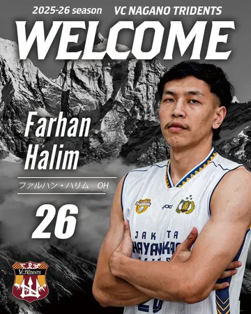 Farhan Halim bergabung dengan VC Nagano Tridents untuk SV. League 2025-2026.