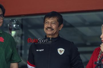 Indra Sjafri sebagai perwakilan dari PSSI saat hadir dalam turnamen Sompo Mini Soccer Tournament di Stadion ASIOP, Cempaka Putih, Jakarta, Minggu (22/6/2025).