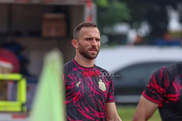 Ilija Spasojevic sedang berlatih bersama Bhayangkara Presisi Lampung FC di Stadion Madya, Senayan, Jakarta, Jumat (27/6/2025).