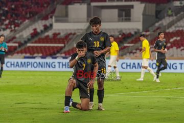 Suasana pertandingan antara Brunei Darussalam melawan Malaysia pada matchday kedua Grup A Piala ASEAN U-23 2025 di Stadion Utama Gelora Bung Karno (SUGBK), Jakarta, Jumat (18/7/2025).