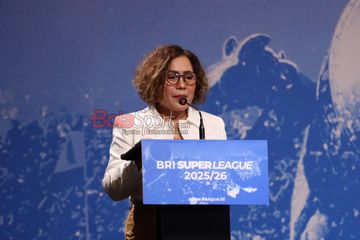 Direktur SCM, Harsiwi Achmad, sedang memberikan sambutan di Studio Emtek, Senayan, Jakarta, Minggu (3/8/2025).