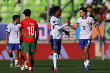 Lucas Michal mencetak gol ke gawang Maroko pada semifinal Piala Dunia U-20 2025.