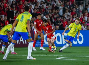 Suasana laga kedua Grup H antara Brasil vs Timnas U-17 Indonesia di Lapangan 7 Aspire Zone, Qatar, Jumat (7/11/2025) 