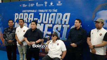 Menteri Pemuda dan Olahraga Republik Indonesia, Erick Thohir dan Senny Marbun, saat memberikan keterangan kepada awak media dalam kunjungannya ke NPC Indonesia Training Center 2026 di Delingan, Karanganyar, Jawa Tengah, Sabtu (14/2/2026).