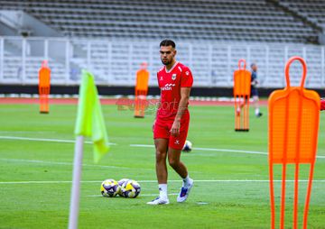 Jens Raven sedang menjalani sesi latihan bersama Timnas Indonesia di Stadion Madya, Senayan, Jakarta, Minggu (29/3/2026).