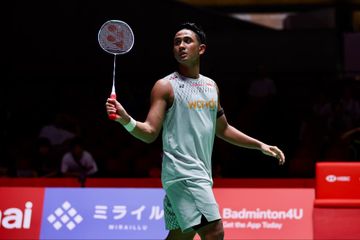 Pebulu tangkis tunggal putra Indonesia, Alwi Farhan, pada babak 16 besar Japan Open 2026 di Tokyo Metropolitan Gymmasium, Kamis (16/7/2026).