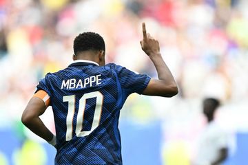 Perayaan gol Kylian Mbappe untuk Timnas Prancis ke gawang Inggris pada duel perebutan tempat ketiga Piala Dunia 2026 di Miami Gardens (18/7/2026).