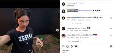 Kolom komentar Instagram Olivia Rodrigo dipenuhi komentar dari penggemar Barcelona.