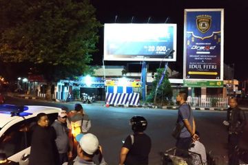 Lokasi ledakan bom terjadi di pos polisi Tugu Kartasura, Sukoharjo, Jawa Tengah, Senin (3/6/2019).