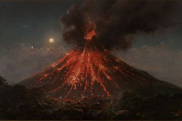 Merapi, Erupsi Kala Malam, karya Raden Saleh pada 1865.