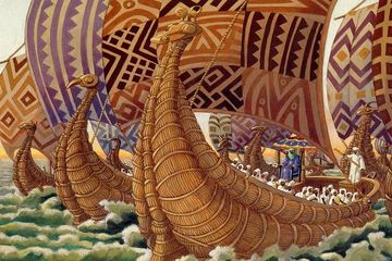 Ilustrasi Mansa Abubakari II yang melakukan ekspedisi.