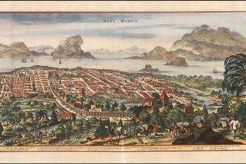 Mexico City tahun  1671 yang dibuat oleh John Ogliby. Kota yang kini menjadi ibukota Meksiko dipenuhi para tahanan atas tuduhan agama, termasuk Alexo de Castro dari Maluku.