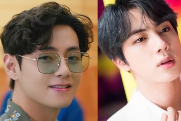 Kim Tae-hyung (V) dan Kim Seok-jin (Jin), para personel BTS.