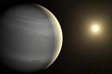 Ilustrasi sebuah planet ekstrasurya gas raksasa yang mengorbit bintang tipe-G, yang mirip dengan TOI-2180 b.