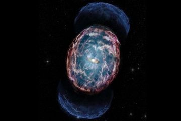 Impresi seniman tentang gelombang kejut. Para astronom mendeteksi sisa-sisa cahaya dari kilonova, 'Dentuman Sonik' yang aneh menyertai peristiwa yang belum pernah terjadi sebelumnya.