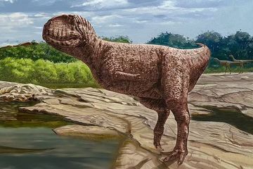 Ilustrasi spesies baru dinosaurus yang ditemukan di Mesir.