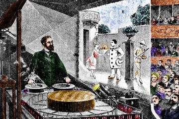 Pertunjukan animasi publik pertama dari Th&eacute;&acirc;tre Optique di Paris pada tahun 1892.